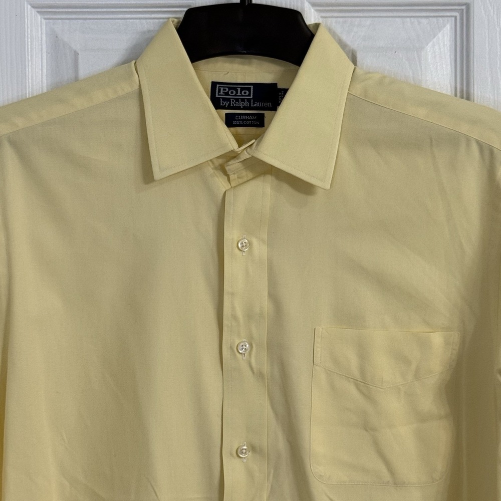 Ralph Lauren Shirt Mens 16 1/2 34-35 Yellow Pony Dress Button Up Long Sleeve